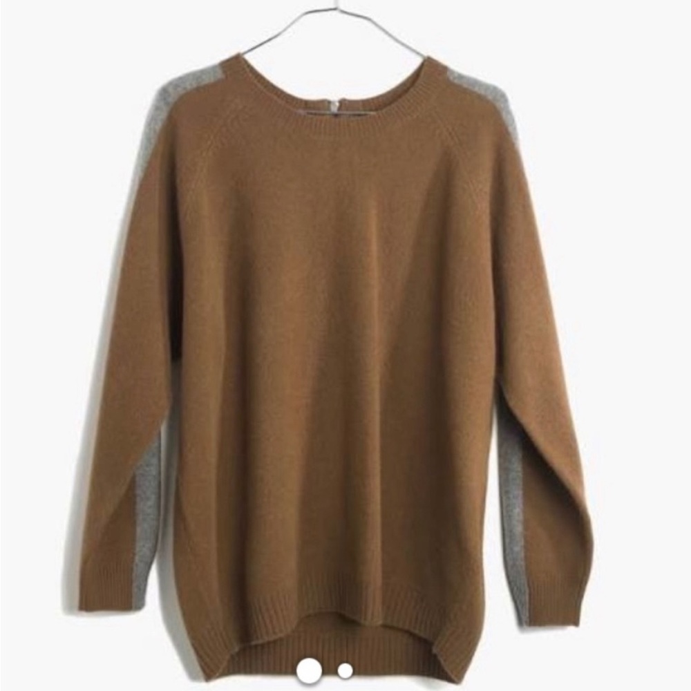 Madewell women’s 100% Merino wool scoop-neck sweater overside green/grey sizeXS‎